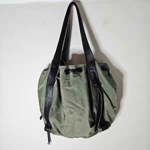 Rebecca Minkoff M.A.B. Nylon Tote in military green, Black Trim,  Bucket Satchel